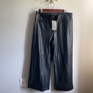 Leather wide leg pants